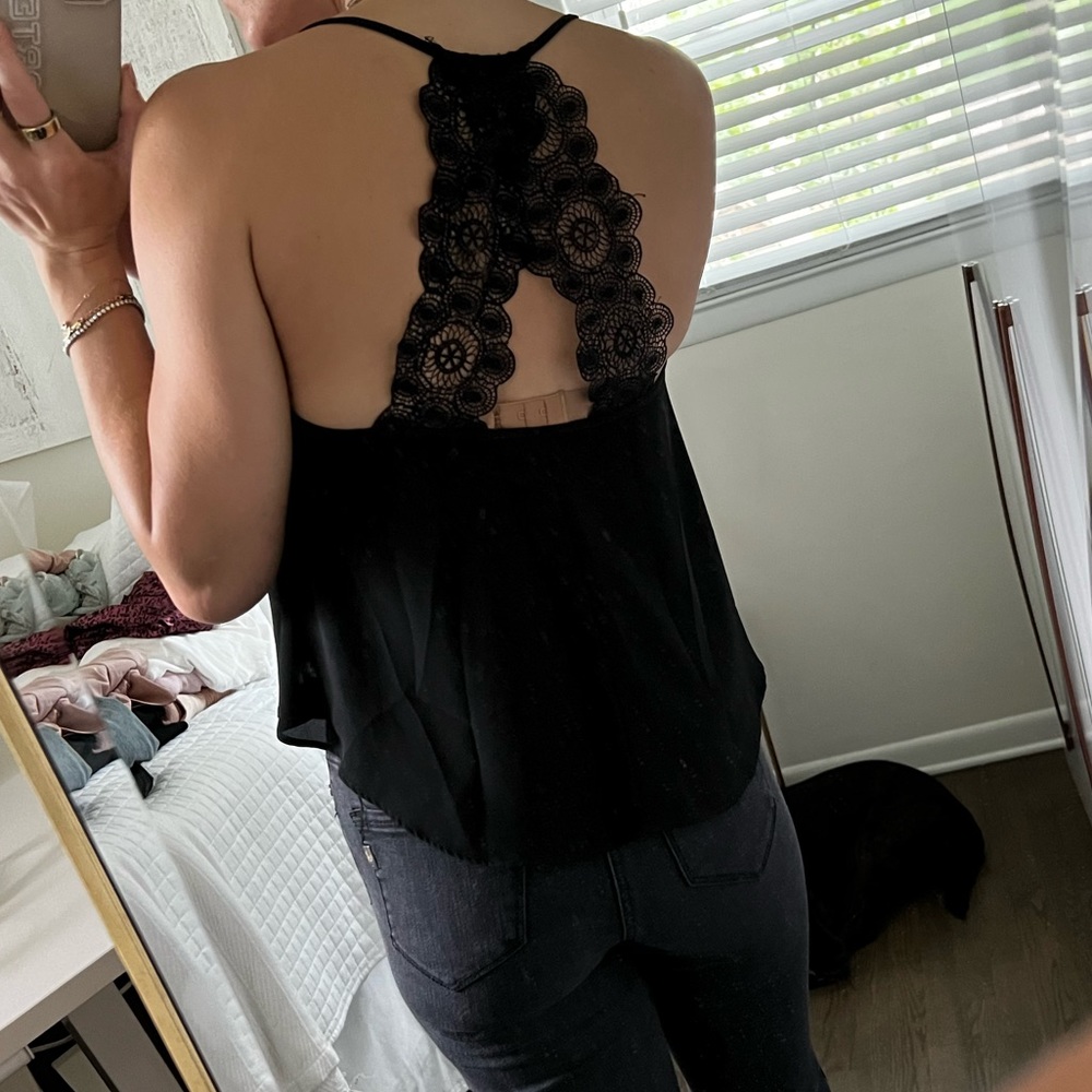 Cute black top with lace racerback